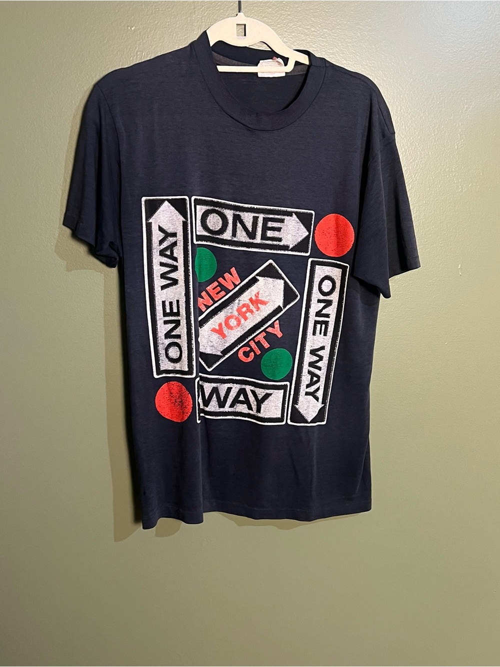 Hanes Navy 'New York City' Graphic Tee with Red & Green Accents